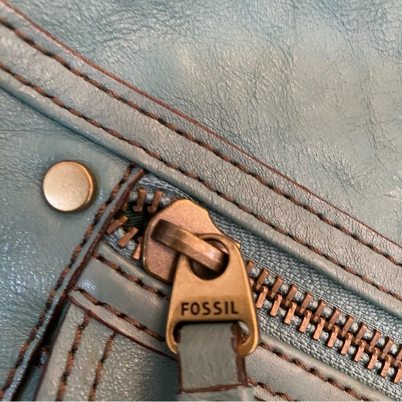 Fossil Genuine Leather Women's Blue Handbag One Size - Picture 5 of 10